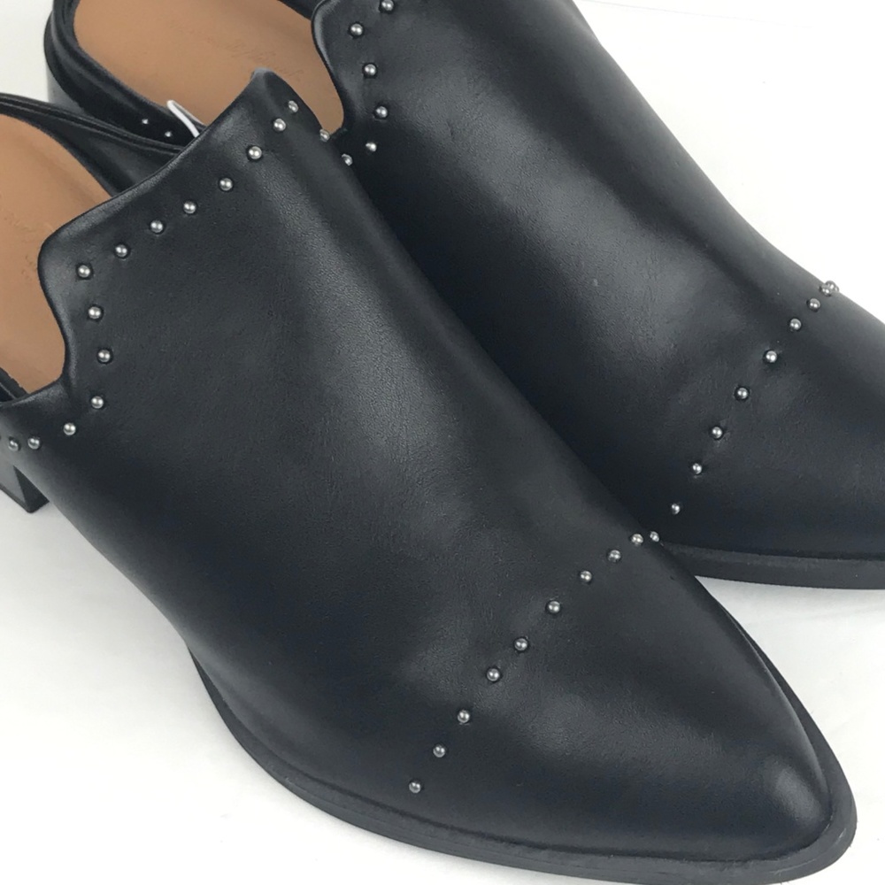 Black Crista Studded Pointed Toe Heeled Mules - Picture 5 of 8